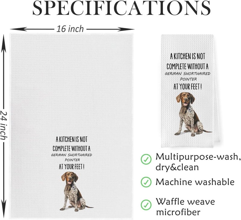 Geqtt German Shorthaired Pointer Dish Towels - 100% Waffle Weave Microfiber Kitchen Towels, German Shorthaired Pointer Color, 16x24 Inches - Image 2